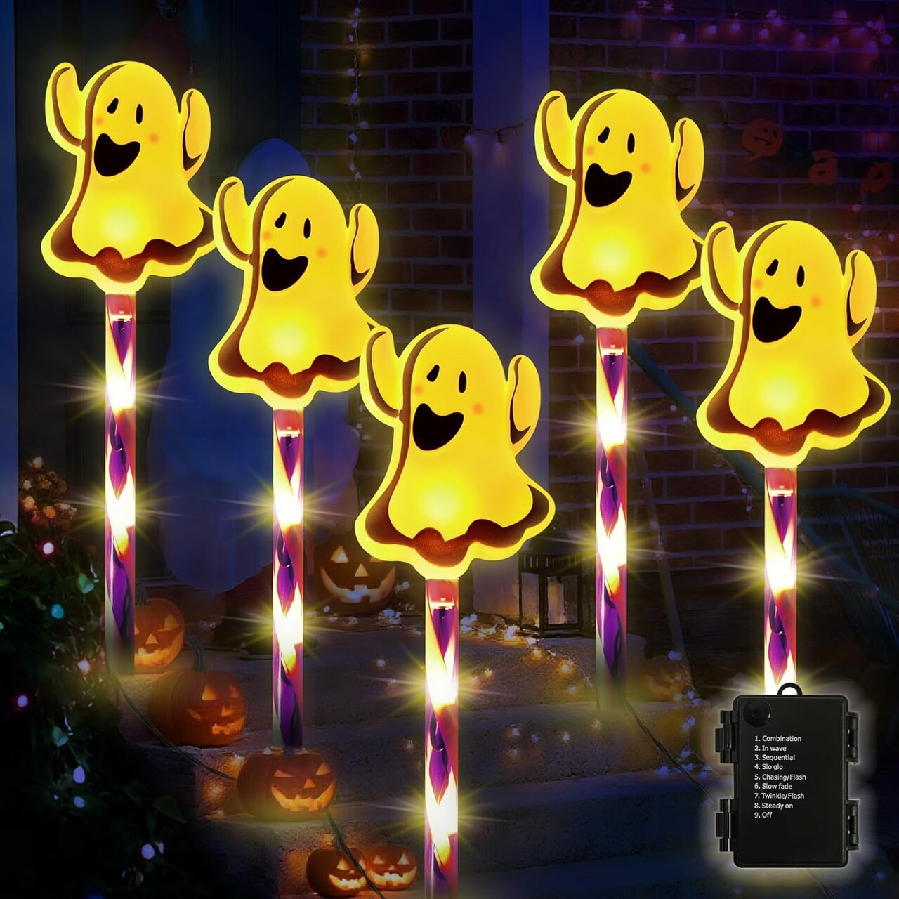 Halloween Ghost Decorations 5-Pack Halloween Pathway Lights Outdoor